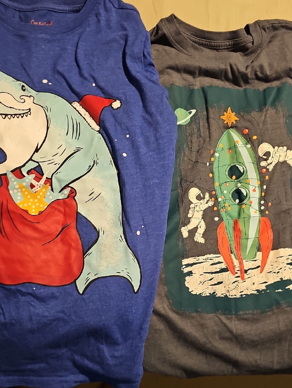 Lot Of 2 Cat & Jack Holiday Tees. Boys Xl Size  Long Sleeve